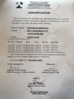 mrcos bir|Bongbong camp: BIR certificate shows Marcos paid tax deficiencies, fi.